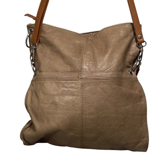 Tan Leather Convertible Hobo Shoulder Bag Crossbody Bag - Picture 4 of 9
